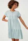 Womens Waffle Knit Button Detail Dress