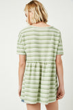 HDY2550 Olive Womens Three Tone Texture Stripe Knit Peplum Back