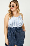 HJ3282W Denim Plus Striped V Neck Cami Front