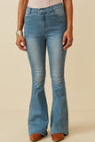 Flared Elastic Waist Stretch Denim Jeans