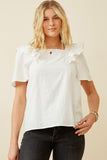 Lace Trimmed Wide Ruffle Detail Top