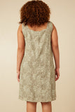 HK1859W Olive Plus Floral Print Button Detail Tank Dress Back