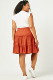 HN4116W RUST Plus Crochet Hem Tiered Ruffle Skirt Back