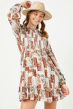 Paisley Patchwork Print Smocked Dress