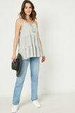 Tiered Texture Knit Sleeveless Tassel Top