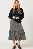 HY2741 BLACK Womens Popcorn Knit Pullover Sweater Full Body 2