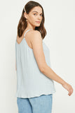 HY2916 SAGE Womens V Neck Wrinkle Pleat Cami Back