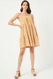 HY2954 ORANGE Womens Gingham Tiered Sleeveless Dress Side