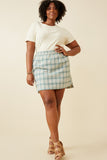 HY6595W MINT Plus Flannel Zip Up Skirt Full Body