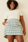 HY6595W MINT Plus Flannel Zip Up Skirt Front 2