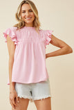 Textured Smocked Ruffle Detail Tank