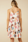 HY7106 Taupe Mix Womens Floral Ruffle Sleeveless Tank Dress Back