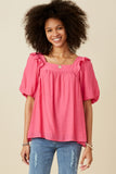 Square Neck Ruffle Shoulder Textured Top