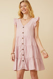 Ruffled Button Down Tiered Tank Dress