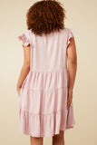 HY7296W Blush Plus Ruffled Button Down Tiered Tank Dress Back