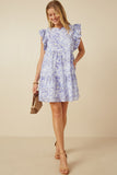 HY7313 Lavender Womens Ditsy Floral Exaggerated Ruffle Sleeve Dress Full Body