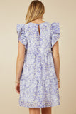 HY7313 Lavender Womens Ditsy Floral Exaggerated Ruffle Sleeve Dress Back