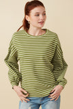 Waffle Textured Striped Drop Shoulder T Shirt