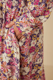 Plus Floral Print Button Up V Neck Smock Detail Dress Detail