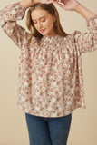 Floral Smocked Yoke Long Sleeve Top