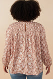 Plus Floral Smocked Yoke Long Sleeve Top Back