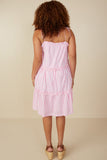 HY7999W Pink Plus Ruffle Trimeed Poplin Stripe Dress Back