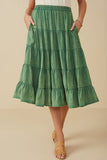 Womens Two Tone Washed Tiered Skirt