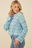 HY8341 Lavender Womens Jewel Detailed Scale Knit Pullover Sweater Side