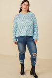 HY8341W Lavender Plus Jewel Detailed Scale Knit Pullover Sweater Pose