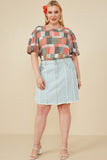 HY8478 Light Denim Womens Frayed Seam Detailed Denim Skirt