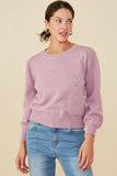 Womens Pearl Hearts Detail Pullover Sweater