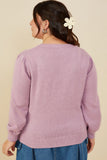 HY8653W Lavender Womens Pearl Hearts Detail Pullover Sweater Back