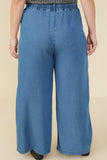 HY9146W Mid Denim Womens Pleated Detail Wide Leg Tencel Pants Back